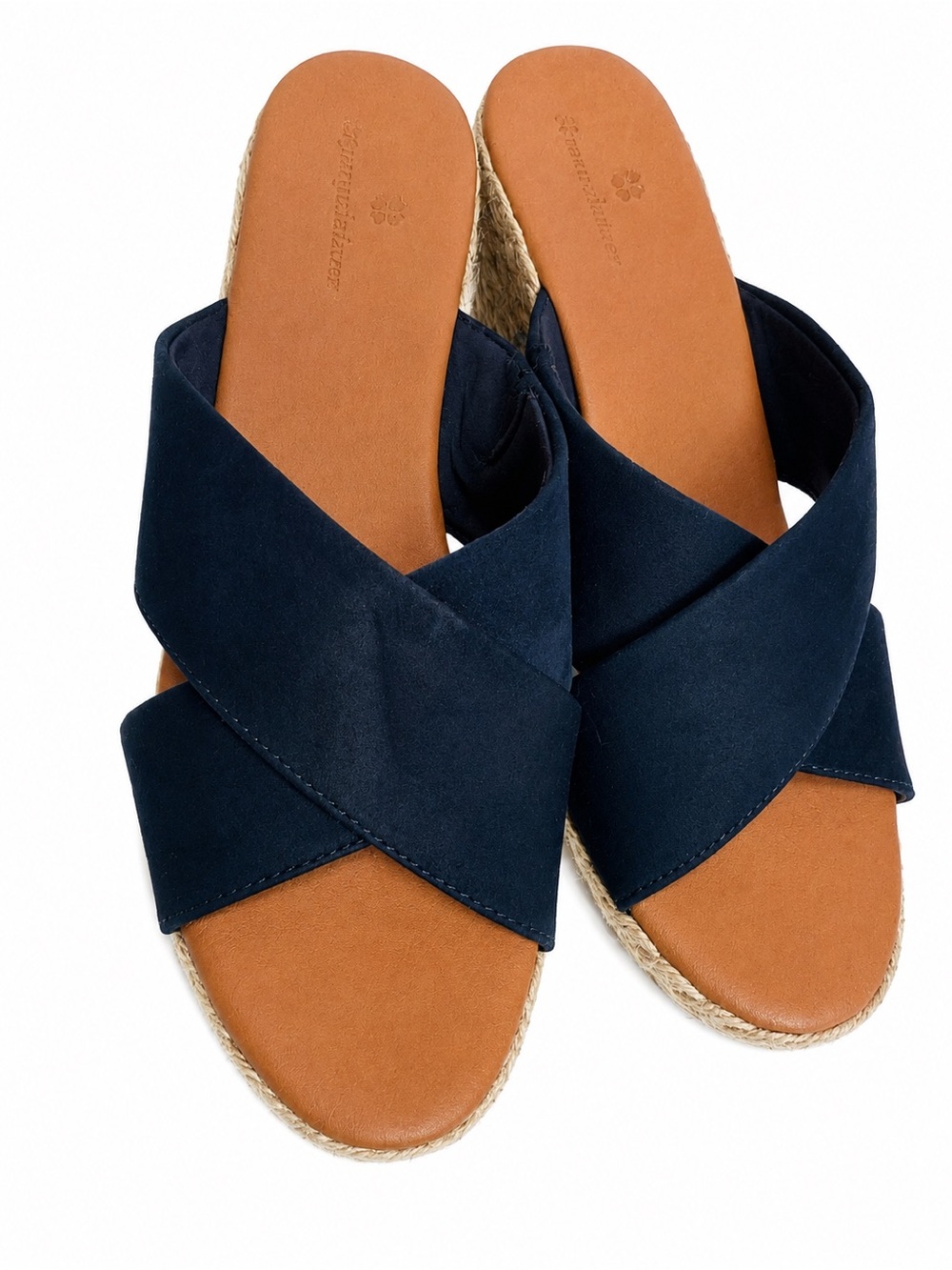 Tommy Bahama Navy Espadrille Wedge Slide Sandals Women’s 9.5 Boho Resort